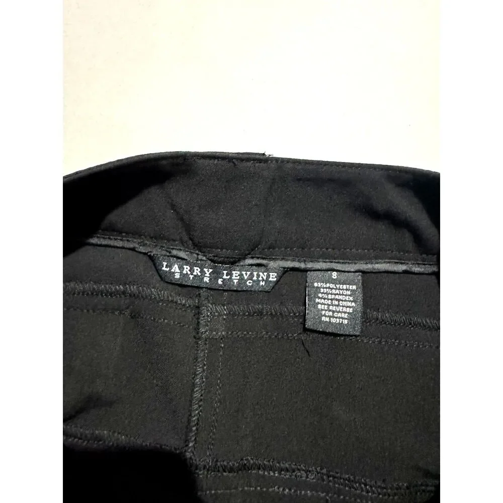 Larry Levine flare skirt black casual career preppy business casual women 8 New